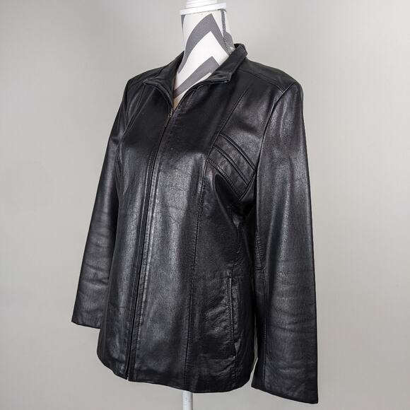 Kenneth Cole Reaction 100% Leather Jacket Black Size Large - Picture 4 of 14